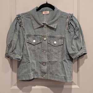 NKN Nekane Light Blue Denim Jacket with Puff Sleeves Medium